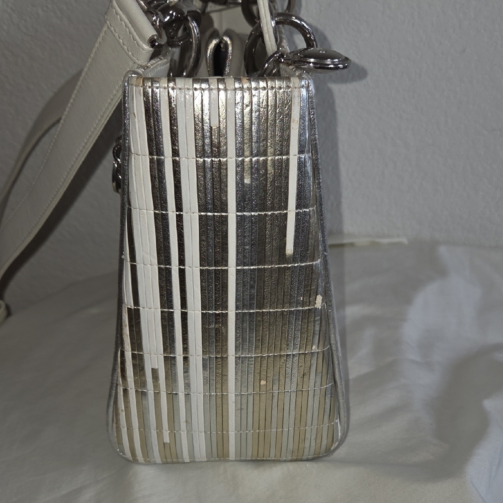 LADY DIOR Gold and Silver Embellished Handbag - Picture 7 of 16